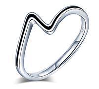 Yumilok Damen-Ring Einstellbar Jahrestag Ring Wellen Trendsymbol Partnerringe Fingerring Midi Ring Vertrauensring 925 Sterling Silber für Frauen Mädchen