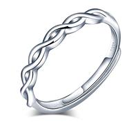 Yumilok Damen-Ring Knoten Infinity Unendlichkeit Einstellbar Jahrestag Ring Partnerringe Fingerring Vertrauensring 925 Sterling Silber für Frauen