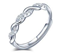 Yumilok Damen-Ring Knoten Infinity Unendlichkeit Einstellbar Zirkonia Jahrestag Ring Partnerringe Fingerring Vertrauensring 925 Sterling Silber für Frauen
