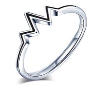 Yumilok Damen Ringe Einstellbar Öffnen mit Wellen Trendsymbol Jahrestag Ring Vertrauensring 925 Sterling Silber Geschenke für Frauen Mädchen