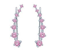 Yumilok Damen Schmuck Ohrklemme Ohrringe Ohrstecker Ohrclip Ohr-ringe Ohr-clip 925 Sterling Silber Zirkonia für Frauen Mädchen Rosa