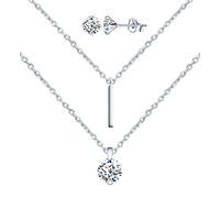 Yumilok Damen Schmuckset Halskette mit Zirkonia Anhänger & Damen Ohrstecker Ohrringe aus 925 Sterling Silber für Frau Mädchen