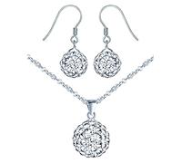 Yumilok Damen Schmuckset Shambala Kugel Anhänger Ohrstecker Halskette Ohrringe Kette Set Schmuck Set 925 Sterling Silber Zirkonia