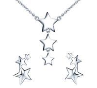 Yumilok Damen Schmuckset Stern Sternchen Halskette mit Anhänger & Damen Ohrstecker Ohrringe aus 925 Sterling Silber für Frau Mädchen