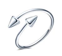 Yumilok Damenring Doppel Pfeil Ring Zirkonia Ehering Verlobungsring Freundschaftsring Lifestyle-Ring 925 Sterling Silber verstellbar für Damen