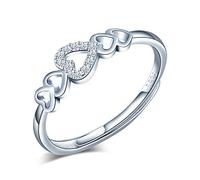 Yumilok Damenring Herz Liebe Ring Zirkonia Ehering Verlobungsring Freundschaftsring Lifestyle-Ring 925 Sterling Silber verstellbar für Damen