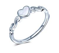 Yumilok Damenring Liebe Herz Ring Wellen Ehering Verlobungsring Freundschaftsring Lifestyle-Ring 925 Sterling Silber verstellbar