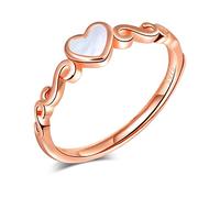 Yumilok Damenring Liebe Herz Ring Zirkonia Ehering Verlobungsring Freundschaftsring Lifestyle-Ring 925 Sterling Silber Rosegold verstellbar