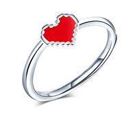 Yumilok Damenring Liebe Rot Herz Ring Ehering Verlobungsring Freundschaftsring Lifestyle-Ring 925 Sterling Silber verstellbar für Damen