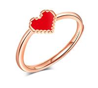 Yumilok Damenring Liebe Rot Herz Ring Ehering Verlobungsring Freundschaftsring Lifestyle-Ring 925 Sterling Silber Rosegold verstellbar