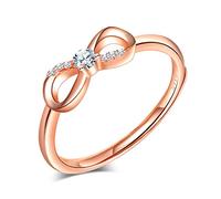 Yumilok Damenring Unendlichkeit infinity Ring Zirkonia Ehering Verlobungsring Freundschaftsring Lifestyle-Ring 925 Sterling Silber Rosegold
