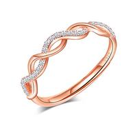 Yumilok Damenring Unendlichkeit infinity Ring Zirkonia Ehering Verlobungsring Freundschaftsring Lifestyle-Ring 925 Sterling Silber Rosegold verstellbar
