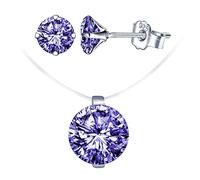 Yumilok Diamant-Schmuck-Set, Halskette mit unsichtbarer Angelschnur, Choker für Damen, Diamantohrringe, 925er Silber, Weihnachts- und Geburtstagsgeschenk, kubischer Zirkonia, Sterling-Silber,