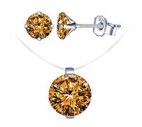 Yumilok Diamant-Schmuck-Set, Halskette mit unsichtbarer Angelschnur, Choker für Damen, Diamantohrringe, 925er Silber, Weihnachts- und Geburtstagsgeschenk, kubischer Zirkonia, Sterling-Silber,