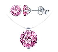 Yumilok Diamant-Schmuck-Set, Halskette mit unsichtbarer Angelschnur, Choker für Damen, Diamantohrringe, 925er Silber, Weihnachts- und Geburtstagsgeschenk, kubischer Zirkonia, Sterling-Silber,