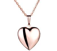 Yumilok Edelstahl Foto Medaillon zum Öffnen Photo Bilder Amulett Roségold/Silberfarben Blau Pink Herzanhänger Halskette Kette mit Anhänger für Damen Mädchen (Roségold-Rosa)