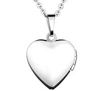 Yumilok Edelstahl Foto Medaillon zum Öffnen Photo Bilder Amulett Silberfarben Rosa Herzanhänger Halskette Kette mit Anhänger für Damen Mädchen