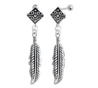 Yumilok Feder Creolen Ohrstecker Quadrat Ohrhänger Unisex Edelstahl Ohrstecker Ohrringe Damen Herren Mädchen Halloween Punk Rock Knorpel Piercing