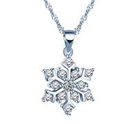 Yumilok Frauen Damen Mädchen 925 Sterling Silber Zirkonia Halskette Schneeflocken Anhänger Geschenk für Mutter Freundin