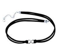 Yumilok Frauen Damen Mädchen Choker Halskette mit Infinity Unendlichkeit Symbol Anhänger Halsband Schwarz Seil Kette