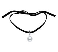 Yumilok Frauen Damen Mädchen Choker Kette Halskette mit Perlen Anhänger Schwarz Samt Halsband Halsband Schön Geschenk