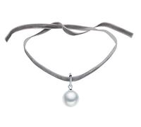 Yumilok Frauen Damen Mädchen Choker Kette Halskette mit Perlen Anhänger Schwarz Samt Halsband Halsband Schön Geschenk