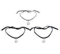 Yumilok Frauen Damen Mädchen Choker Kette Halskette mit Perlen Anhänger Schwarz Samt Halsband Halsband Schön Geschenk