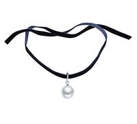 Yumilok Frauen Damen Mädchen Choker Kette Halskette mit Perlen Anhänger Schwarz Samt Halsband Halsband Schön Geschenk