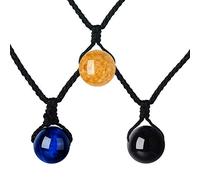 Yumilok Frauen Damen Mädchen Halskette Schwarz Cotton Cord Halsband mit Kristall Anhänger Geschenk für Mutter Freundin