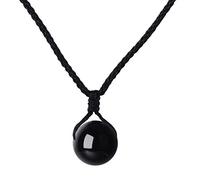 Yumilok Frauen Damen Mädchen Halskette Schwarz Cotton Cord Halsband mit Kristall Anhänger Geschenk für Mutter Freundin