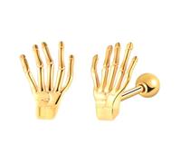 Yumilok Halloween Skelett Hand Piercing Ohr Manschette Ohrringe Herren Damen Ohrstecker Edelstahl Hip Hop Punk Jazz Ohr Schmuck Punk Edelstahl Ohrstecker Ohrringe Rock