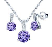 Yumilok Halskette Ohrringe Set für Damen Halskette & Ohrringe Set Schmuckset mit Zirkonia,925 Sterling Silber Schmuck Set für Frauen