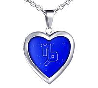 Yumilok Herren Kette Damen Halskette aus Edelstahl mit Herz Anhänger Steinbock Foto Medaillon Thermo Stimmung Farbwechsel für Frau Mann Männer