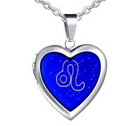 Yumilok Herren Kette Damen Halskette Männer Edelstahl mit Herz Anhänger Löwe Foto Medaillon Thermo Stimmung Farbwechsel für Frau Mann Männer