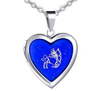 Yumilok Herren Kette Edelstahl Herren Halskette mit Herz Anhänger Schütze Photo Bilder zum Öffnen Amulett Thermo Stimmung Farbwechsel für Frau