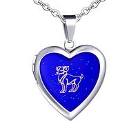 Yumilok Herren Kette Foto Medaillon Damen Halskette Edelstahl mit Herz Anhänger Widder Thermo Stimmung Farbwechsel für Frau Mann Männer