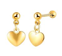 Yumilok Herren Ohrringe Creolen Edelstahl Damen Ohrringe Gold Heart Drop-Ohrhänger Herz Huggie Hypoallergen Ohrringe Piercing Knorpelohrringe