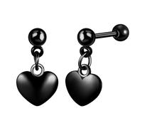 Yumilok Herren Ohrringe Creolen Edelstahl schwarz für Damen Ohrringe Herz Anhänger Huggie Hypoallergen Ohrringe Piercing Knorpelohrringe