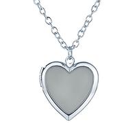 Yumilok Herzform Foto Medaillon Nachtleuchtend Anhänger Halskette Legierung Amulett Kettenänhanger für Damen Kinder, Blaues Licht