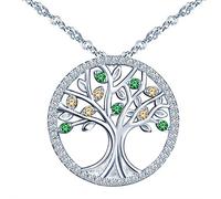 Yumilok Kette Damen Halskette Baum des Lebens 925 Sterling Silber mit Anhänger Schmuck Zirkonia 45CM Kettenlänge Geschenk für Damen