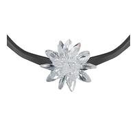 Yumilok Kette Damen Halskette Collier 925 Sterling Silber Choker Eisblume Lederseil schwarz für Frauen Geburtstags Muttertag