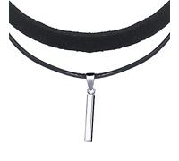 Yumilok Kette Damen Halskette Collier 925 Sterling Silber Choker Lederseil schwarz für Frauen Sie Freundin