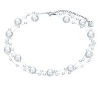 Yumilok Kette Damen Halskette Collier 925 Sterling Silber Choker Perle Mehrreihig für Damen Valentinstag