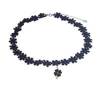 Yumilok Kette Damen Halskette Collier 925 Sterling Silber Choker schwarz Klee für Damen Frauen