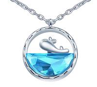 Yumilok Kette Damen Halskette Collier 925 Sterling Silber Kristall Wal blau mit Anhänger für Frauen Mama Valentinstag