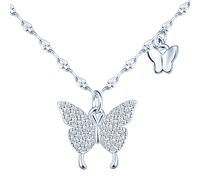 Yumilok Kette Damen Halskette Collier 925 Sterling Silber Zirkonia Schmetterling mit Anhängerfür Damen Muttertag