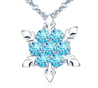Yumilok Kette Damen Halskette Collier 925 Sterling Silber Zirkonia Schneeflocke mit Anhänger für Damen Freundin