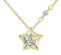 Yumilok Kette Damen Halskette Collier 925 Sterling Silber Zirkonia Sterne mit Anhänger für Damen Freundin