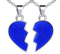 Yumilok Kette Damen Halskette Edelstahl Pärchen Herz mit Anhänger Puzzle Thermo Stimmung Farbwechsel für Liebe Paare Frau