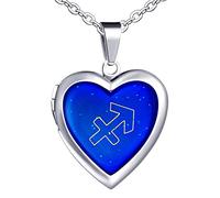 Yumilok Kette Damen Halskette Herren Edelstahl mit Herz Anhänger Schütze Foto Medaillon Thermo Stimmung Farbwechsel für Frau Mann Männer